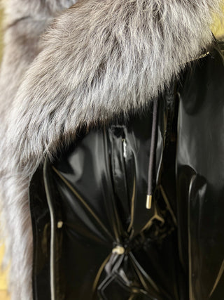 Genuine Silver Fox Fully Lined Hood Rabbit Insulated Parka - By Baano