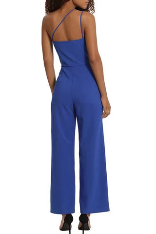 Donna Morgan Stretch One Shoulder with Keyhole Neck Jumpsuit - Glamourous Grace