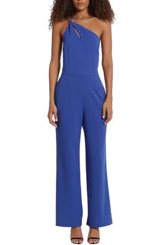 Donna Morgan Stretch One Shoulder with Keyhole Neck Jumpsuit - Glamourous Grace