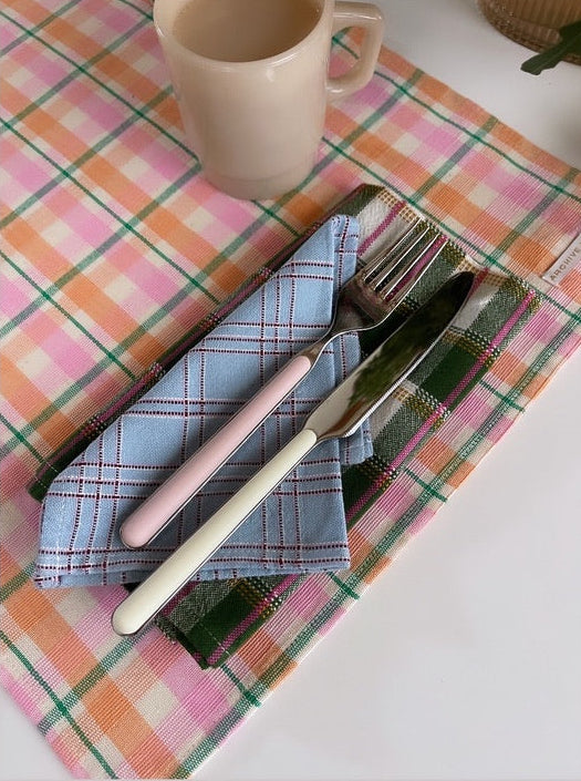 Chiapas Plaid Light Blue Cocktail Napkins Set of 4