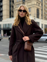 Emily Classic Wool Blend Overcoat in Rich Chocolate