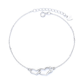 14K White Gold Interlocking Heart Bracelet