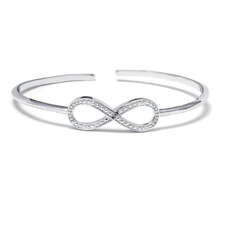 Diamond Accent Infinity Bangle Bracelet in 18K White Gold