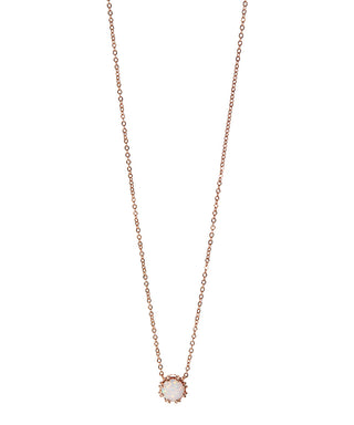 Crown White Opal Pendant Necklace in 18k Rose Gold