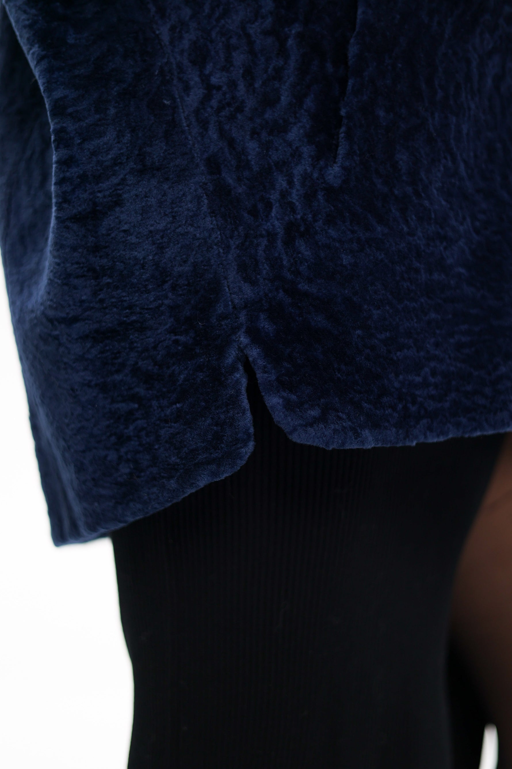 Genuine Shearling Silver Fox Trim Jacket