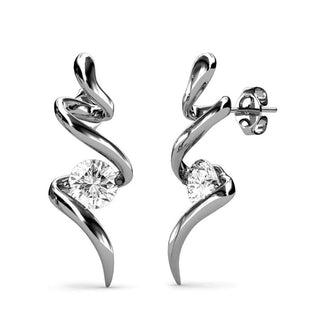 18K Gold Crystal Spiral Earrings