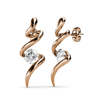 18K Gold Crystal Spiral Earrings