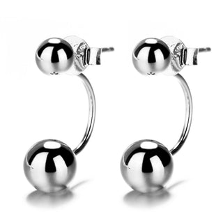 Amy and Annette Sterling Silver and 14K Gold Plated Front to Back Ball Earrings