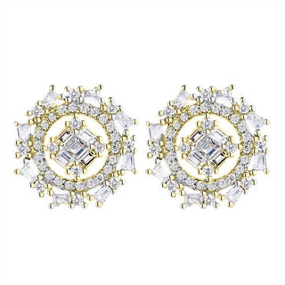 14K Gold and Sterling Silver Shooting Star Stud Earrings with Swarovski Crystals