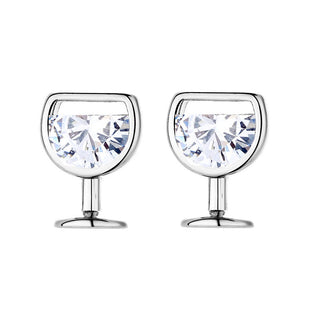 14K Rose Gold and Sterling Silver Wine Glasses Earrings with crystals from Swarovski