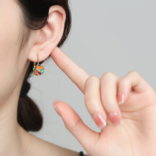 Amy and Annette 14K Gold and Floral Leverback Earrings with crystals from Swarovski