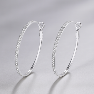 14K Gold and White Gold Large Hoop Earrings with crystals from Swarovski