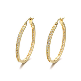 Amy and Annette 14K Gold Hoop Earrings with in and out crystals from Swarovski