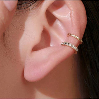 14K Gold Plated Cuff Earrings with crystals