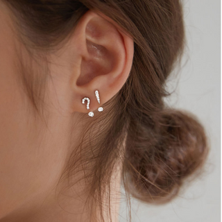 Amy and Annette Sterling Silver Punctuation Mark Earrings with crystals from Swarovski