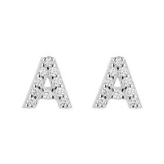 Sterling Silver Letter Earrings with Crystals