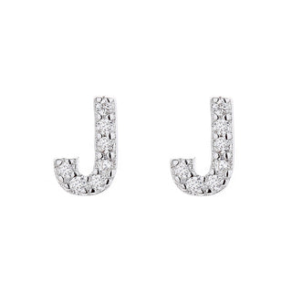 Sterling Silver Letter Earrings with Crystals