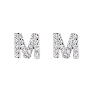 Sterling Silver Letter Earrings with Crystals