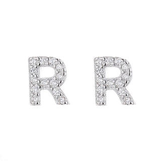 Sterling Silver Letter Earrings with Crystals