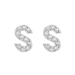 Sterling Silver Letter Earrings with Crystals