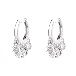 14K Gold or Sterling Silver Huggie Hoop Earrings With Crystals