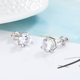 14k Gold 3.00 CTTW White Sapphire Stud with Screw Backs