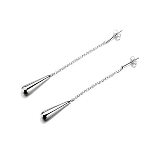 Sterling Silver Water Drop Pull-Through Earrings