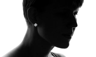 Amy and Annette Sterling Silver Starburst Stud Earrings With Crystals