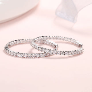 18K White Gold Plated Inside Out Hoop Earrings with crystals from Swarovski