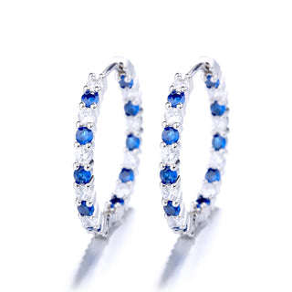 18K White Gold Plated Inside Out Hoop Earrings with crystals from Swarovski