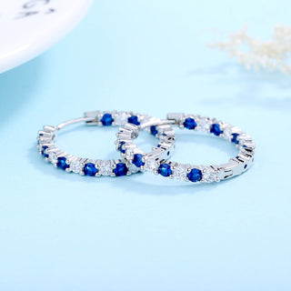 18K White Gold Plated Inside Out Hoop Earrings with crystals from Swarovski