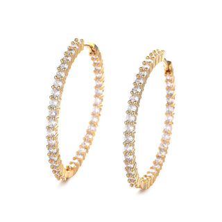 18K White Gold Plated Inside Out Hoop Earrings with crystals from Swarovski