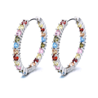 18K White Gold Plated Inside Out Hoop Earrings with crystals from Swarovski