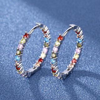 18K White Gold Plated Inside Out Hoop Earrings with crystals from Swarovski
