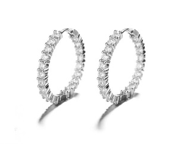 18K White Gold Plated Inside Out Hoop Earrings with crystals from Swarovski