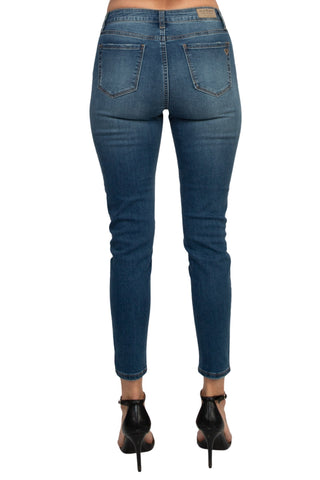 Velvet Heart Mid Waist Skinny Jeans Stretch Button & Zipper Fly Closure Denim Pants with Pockets - By Baano