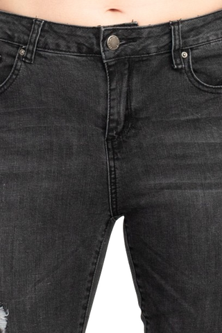 Velvet Heart Mid Waist Stretch Button & Zipper Closure Denim Pants with Pockets - By Baano