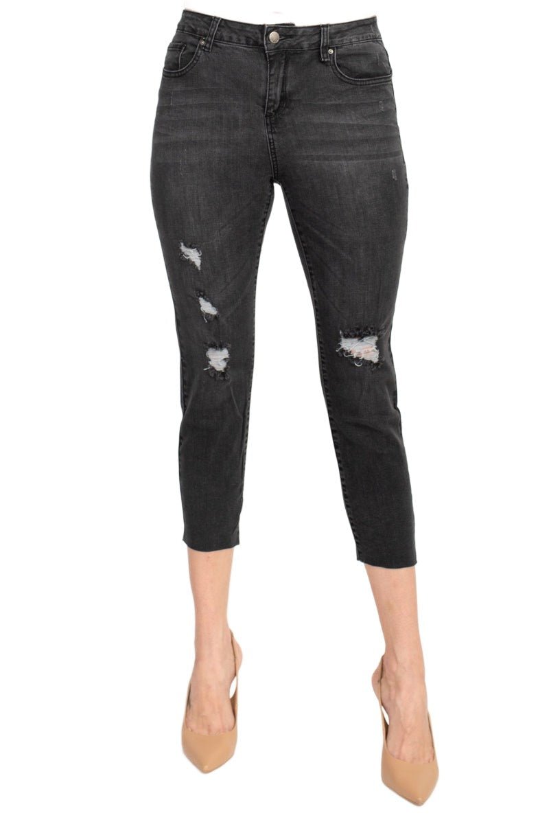 Velvet Heart Mid Waist Stretch Button & Zipper Closure Denim Pants with Pockets - Glamourous Grace