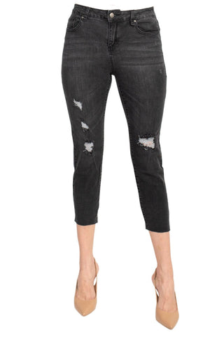 Velvet Heart Mid Waist Stretch Button & Zipper Closure Denim Pants with Pockets - By Baano