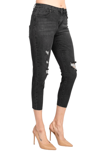 Velvet Heart Mid Waist Stretch Button & Zipper Closure Denim Pants with Pockets - Glamourous Grace