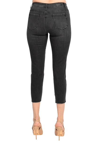 Velvet Heart Mid Waist Stretch Button & Zipper Closure Denim Pants with Pockets - Glamourous Grace