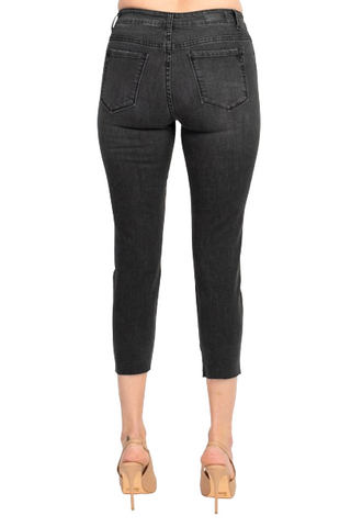 Velvet Heart Mid Waist Stretch Button & Zipper Closure Denim Pants with Pockets - By Baano