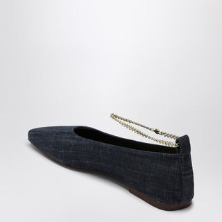 Navy Blue Denim Augusta Ballerina - By Baano