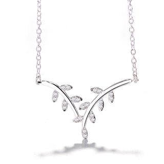 Sterling Silver Genuine Crystal Leaf Necklace
