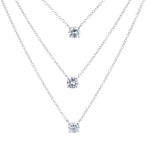 Sterling Silver and Tri-Tone Three Layer Necklace with Crystals