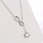 18K White Gold Infinity Elephant Lariat Pendant Necklace