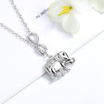 18K White Gold Infinity Elephant Lariat Pendant Necklace