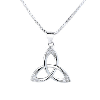 Sterling Silver Celtic Pendant Necklace with Swarovski Crystals
