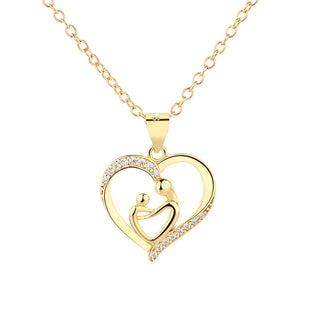 14k Gold	Motherhood pendant necklace with crystals (Mother's Day)