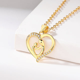 14k Gold	Motherhood pendant necklace with crystals (Mother's Day)